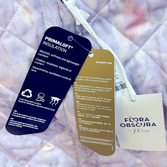 NWT J CREW Flora Obscura X quilted reversible wrap jacket with Primaloft - Picture 7 of 8